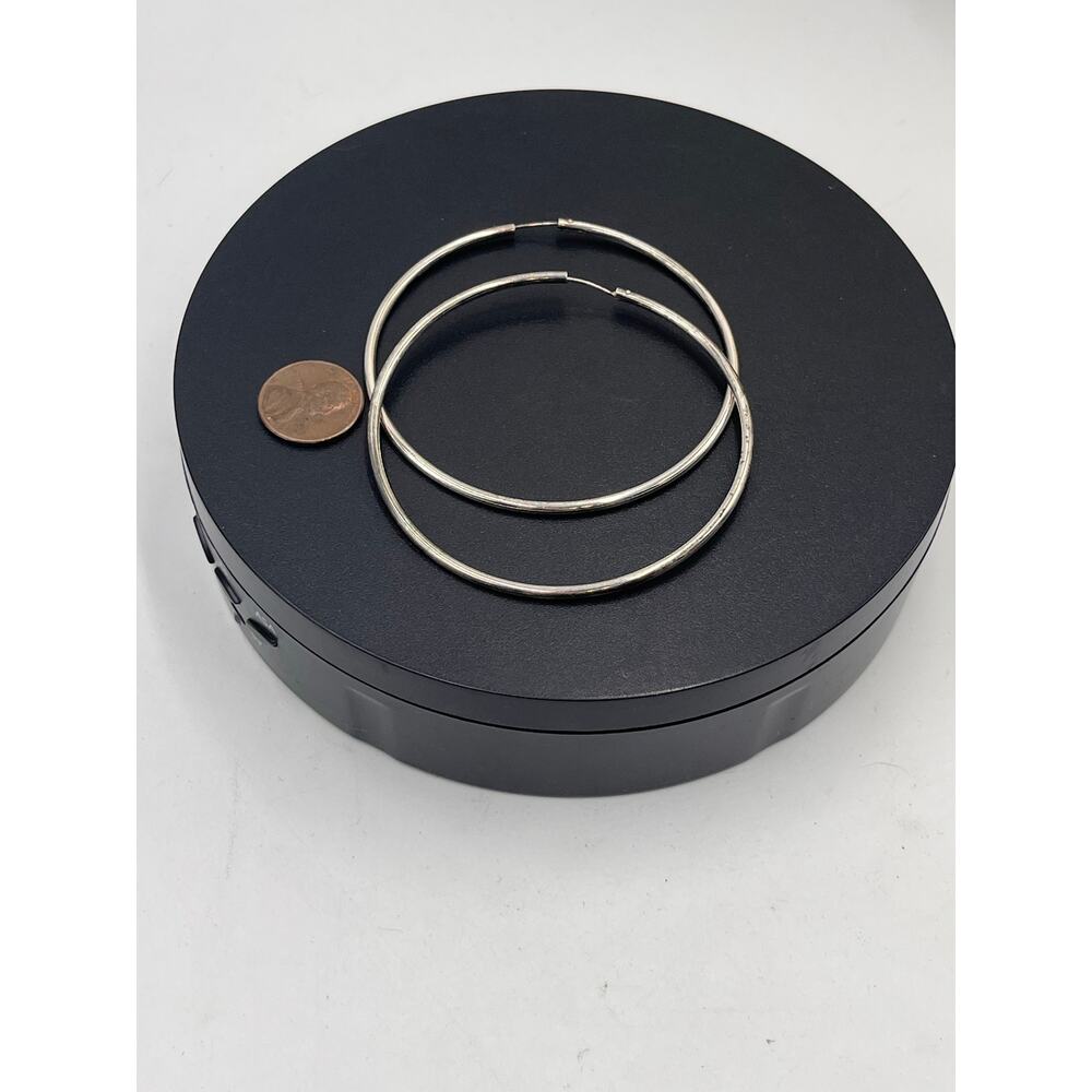 Sterling Silver Continuous Large Hoop Earrings 2.… - image 3